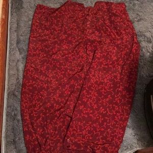 Red printed maxi skirt